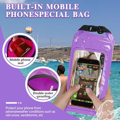 IP68 Waterproof Dry Bag, 5L Roll Top Waterproof Pool Bag - color: purple 5L