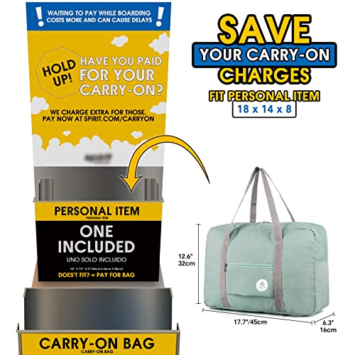 Narway Personal Item Travel Bag, Foldable Carry on Duffle Bag for Women Men - color: AB-Mint Green