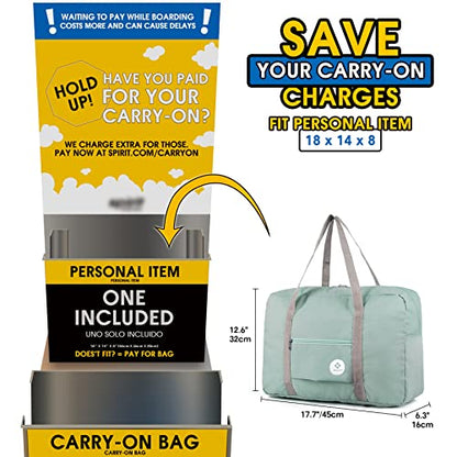 Narway Personal Item Travel Bag, Foldable Carry on Duffle Bag for Women Men - color: AB-Mint Green