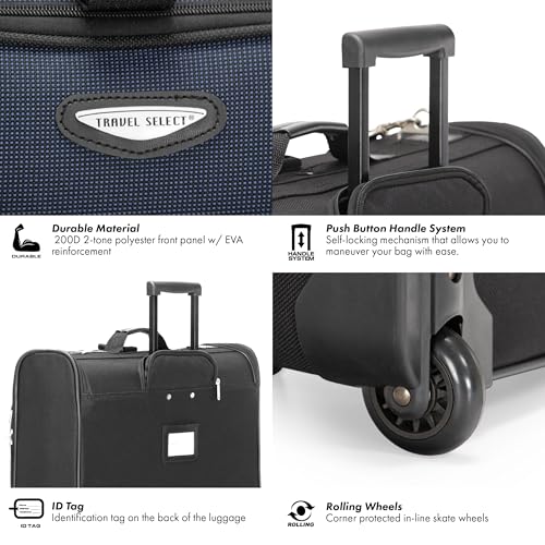 Travel Select Amsterdam Business Rolling Garment Bag, Softside Expandable Rolling 2-Wheeled Suit Carrier, Navy, One Size - color: Navy