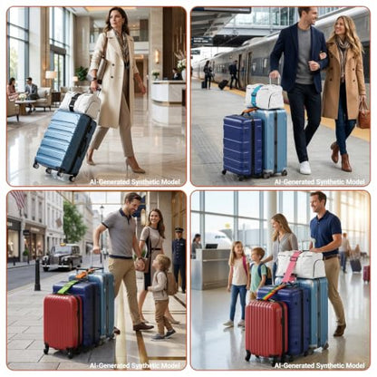 BILIONE 4 Pack Adjustable Elastic Luggage Connector Straps for Suitcases - color: Blue+Orange+Rose Pink+Green