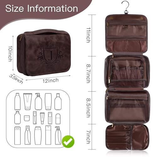Personalized Gift 3-in-1 Hanging Travel Toiletry Shaving Bag for Men - color: Dark Brown, style: H