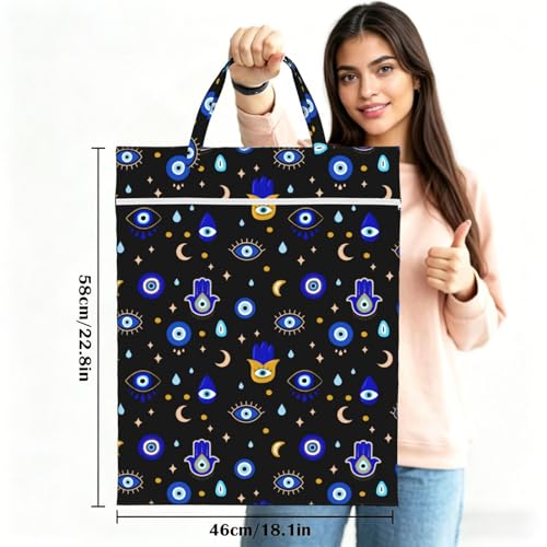Evil Eye Black Travel Laundry Bag Washable Dirty Clothes Bag for Gym - color: Evil Eye Black
