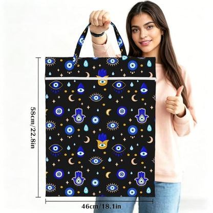 Evil Eye Black Travel Laundry Bag Washable Dirty Clothes Bag for Gym - color: Evil Eye Black