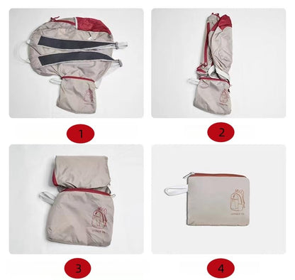 Travel lightweight foldable backpack hiking backpack splash proof compact travel backpack day pack (khaki&red) - color: Khaki&red