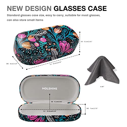 molshine Hard Shell Sunglasses Case,Classic Large Glasses Case for Women Men,Sunglass Eyeglasses - color: Tulip