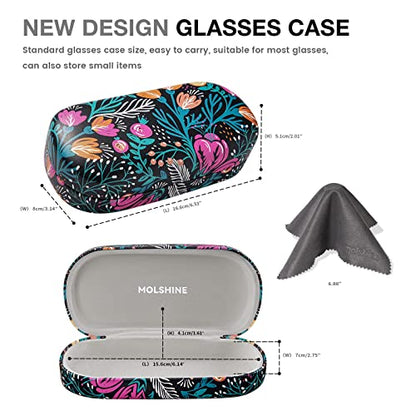 molshine Hard Shell Sunglasses Case,Classic Large Glasses Case for Women Men,Sunglass Eyeglasses - color: Tulip