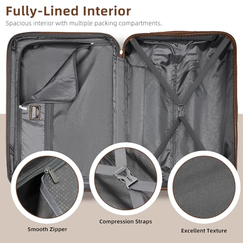 LARVENDER Luggage Sets 6 Piece, Expandable Suitcases Set with Wheel, Black - color: Black Brown, size: 6 piece set
