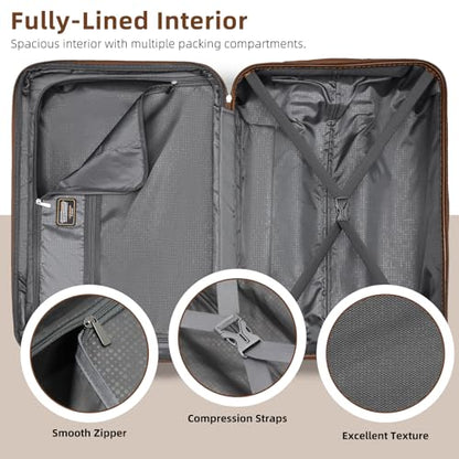 LARVENDER Luggage Sets 6 Piece, Expandable Suitcases Set with Wheel, Black - color: Black Brown, size: 6 piece set