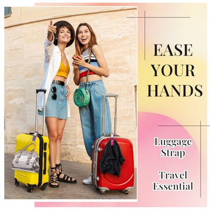 3 Pcs Jacket Gripper Straps for Travel Add a Bag Luggage Strap - color: Purple, Black, Pink