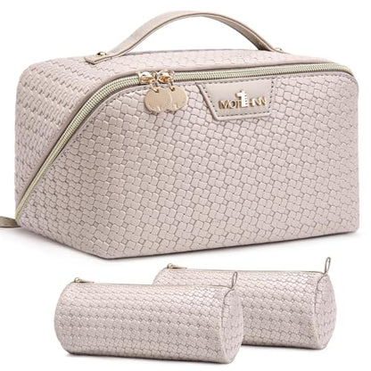 Travel Makeup Bag Organizer, Makeup Travel Bag, 3-Piece Set, Pink - color: 05White