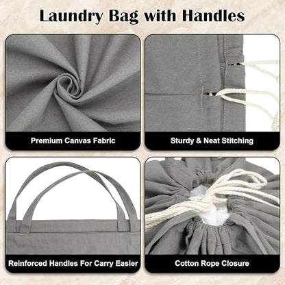 Canvas Laundry Bag 33"Wx 35"H, Extra Large Heavy Duty Hamper Liner, XL Grey - color: Grey, size: XL 33"W x 35"H┃1 Pack