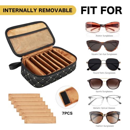 Illumifun Travel Sunglasses Organizer – Hard Shell Case with 7 Adjustable Slots, Portable Eyewear Storage Box for Men & Women