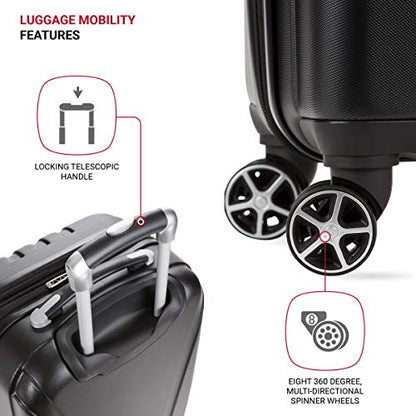 SwissGear 7585 Hardside Expandable Luggage with Spinner Wheels, Black, Checked-Large 27-Inch - color: Black, size: Checked-Large 27-Inch