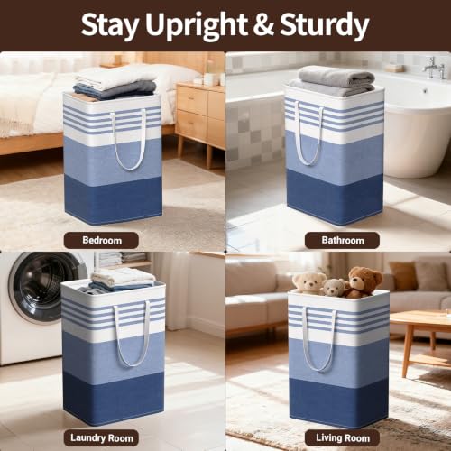 WOWBOX 2 Pack Laundry Baskets, Collapsible Dirty Clothes Laundry Hampers - color: Blue, size: 75L