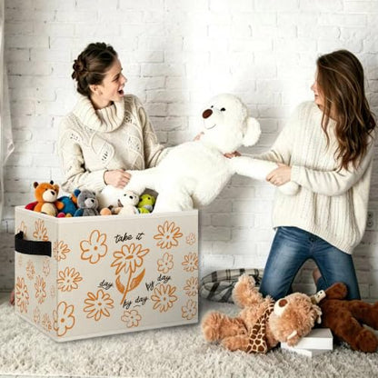 Boho Mental Health Floral Storage Bins Box Collapsible Basket - color: Color08