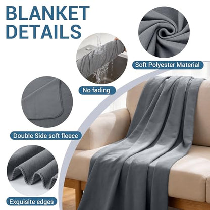 24 Pack Fleece Throw Blankets Bulk 50x60 - Soft Lightweight Blanket Gift for Wedding Guests, Bed Couch Office Chair Pet Travel Home(Gray)