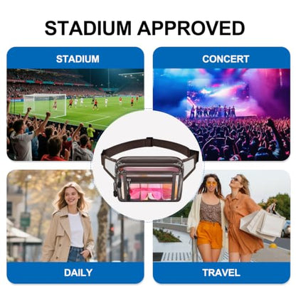 USPECLARE Clear Fanny Pack Stadium Approved Large Multi-Purpose Waist Bag - color: Chocolate, style: 1-pack-pvc
