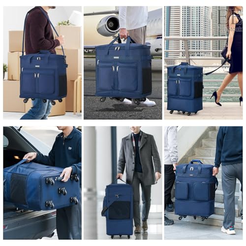 MILADA Expandable Checked Luggage Collapsible Duffle Bag 68L-98L, Blue - color: Blue