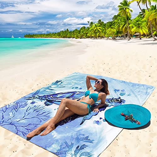 Beach Blanket Sandproof Extra Large Beach Mat Adults Waterproof Sand Free - color: See Turtle, size: 79" X110"