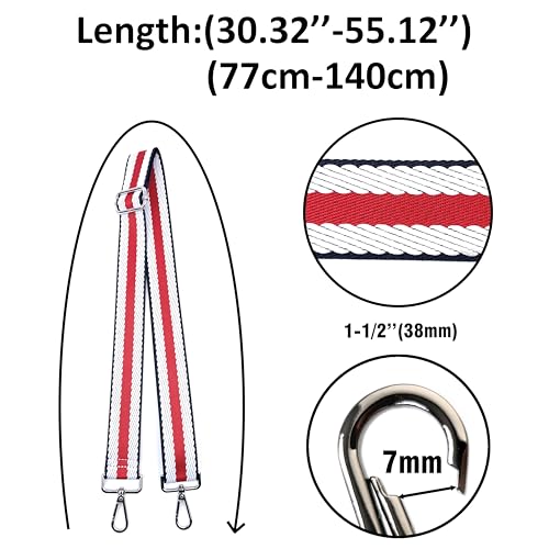 Purse Strap Replacement for Crossbody Bags & Handbags - color: Navy Blue White Red Stripe, size: 1-1/2 Inch Wide