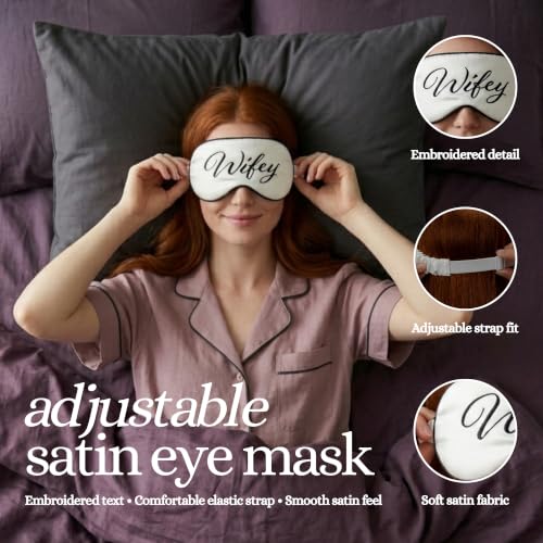 Satin Sleep Eye Mask - Wifey & Hubby 2-Pack | Soft satin sleep mask with adjustable strap for travel, naps, meditation, flights & restful sleep anywhere - color: 2 Pack - Wifey & Hubby