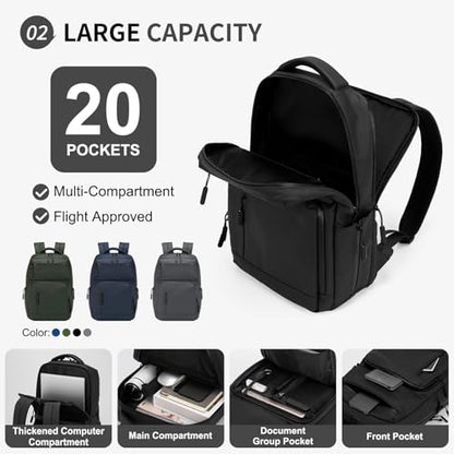 20L 15.6 Inch Laptop Backpack Anti Theft Flight Approved Black - color: Black
