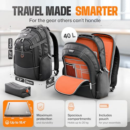 EVERKI Business 120 Laptop Backpack with Rain Cover, Black - 40L - style: Business 120
