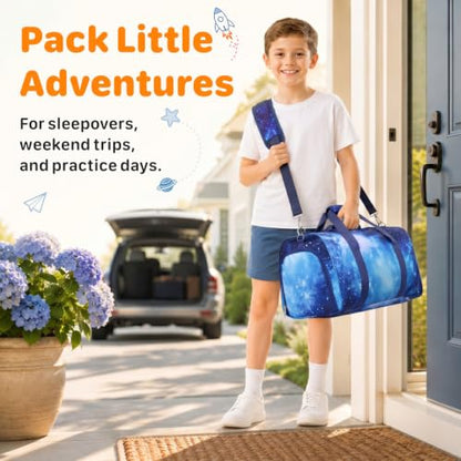 Kids Travel Duffle Bag - Weekender Bag for Boys 3-8 Year Olds - color: 02 Blue Sky, size: Medium-25L(Ages 3-8)