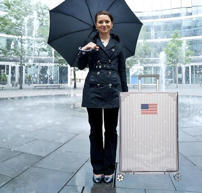 Clear PVC Suitcase Cover,Waterproof Luggage Case Rain-Proof Cover Protecter With USA America Flag Sticker(18inch) - size: 18 inch