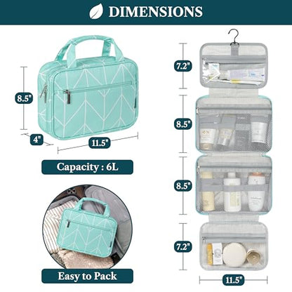 PAVILIA Hanging Toiletry Bag for Women, Portable Makeup Organizer, Teal - color: Teal Chevron
