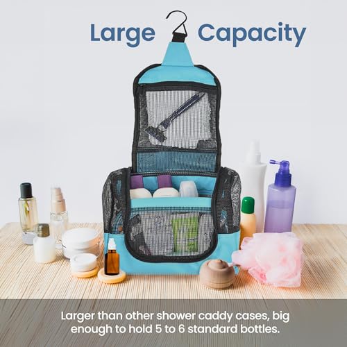 The Fine Living Co. Portable Shower Caddy Hanging Mesh Shower Caddy,10x4x8" - color: Turquoise