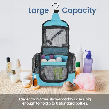 The Fine Living Co. Portable Shower Caddy Hanging Mesh Shower Caddy,10x4x8" - color: Turquoise