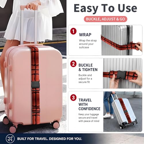 Luggage Strap for Suitcases Adjustable Travel Belt with Quick Release Buckle, Cute Travel Accessories for Suitcase Strap Basketball Pattern - color: Basketball Pattern