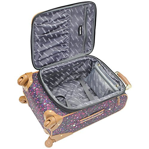 Steve Madden Designer Luggage Collection - Expandable 28 Inch Softside Bag for Men & Women - Durable Lightweight Checked Suitcase with 4-Rolling Spinner Wheels (Dark Purple) - color: Dark Purple