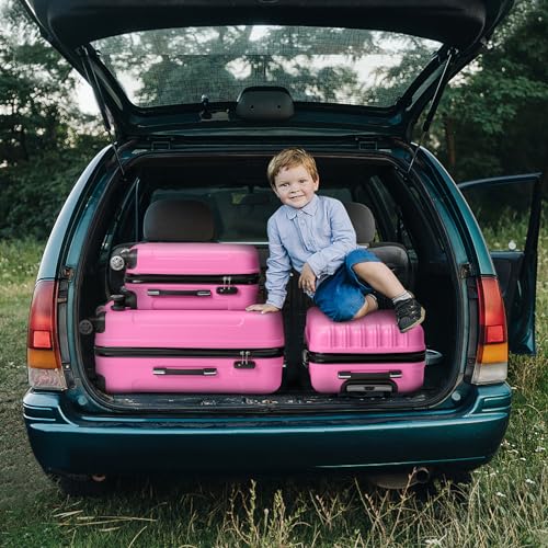 Karl home Luggage Set of 3 Hardside Suitcase Sets - Pink (20/24/28) - color: Pink, size: 3 Piece Set