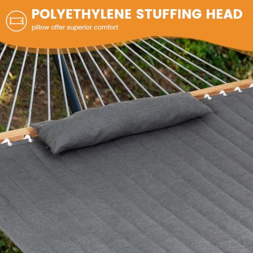 Lazy Daze 12 FT Sunbrella Quilted Hammock, Non-Fading Double Hammock - color: Cast Slate