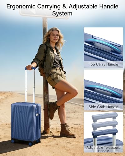 MILADA Expandable Checked Luggage 28 Inch, Hard Shell Large Suitcase - color: Interstellar Blue, size: Checked Large 28 inch