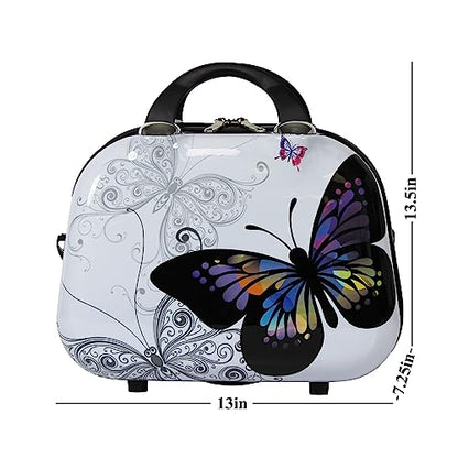 World Traveler Butterfly 13-Inch Polycarbonate Hardside Cosmetic Case Shoulder Tote - size: 13-inch