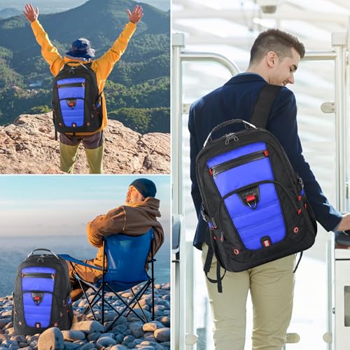 Z-MGKISS Extra Large Backpack for Men,Gaming Travel Bag Fit 18.4-19" Laptop - color: Blue, size: 18.4 Inch (22''x15''x12'')