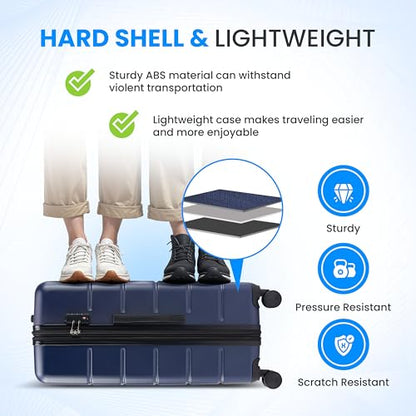 Simple Deluxe 20 Inch Hardside Carry On Luggage, Suitcase with Double Spinner Wheels & TSA Lock, Hard Shell Suitcase, Expandable Rolling Lightweight Luggage, Blue - color: Blue, size: 20 inch