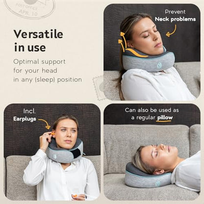 Neck Pillow Airplane - Travel Pillow - Comfortable and Ergonomic Memory Foam - Airplane Pillow with 360° Head & Neck Support - Grey - color: Grey