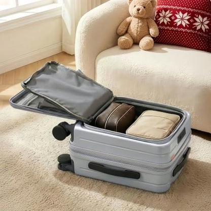 16" Underseat Luggage, Front Opening Carry On, Silver - color: Silver