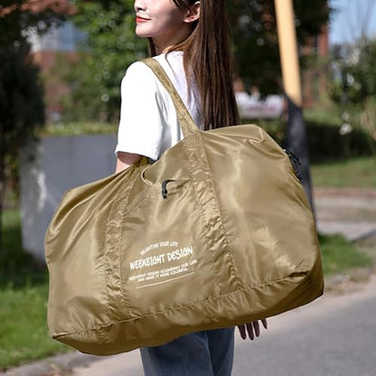 Veki Large Duffle Bag for Travel, Lightweight Carry On Bags, Khaki, L - color: Khaki, size: L