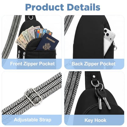 Anti Theft Sling Bag for Women, RFID Crossbody Purse Travel Black - color: Black