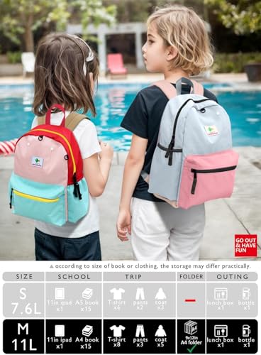 atgark Kids Backpack, 1.0L, Cotton Candy, Kindergarten Elementary School, Lightweight, Soft Shell, Zipper, Unisex, Little Kid, Nylon, 13"H Fit A4 Folder, Adjustable Straps - color: Cotton Candy, size: Age 2-5 (13.3" H Fit A4 Folder)