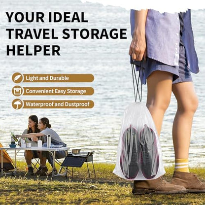 50 Pack Shoe Bags for Travel, Clear Travel Shoe Bags for Packing Waterproof - color: Clear