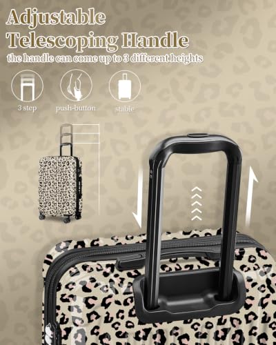 Checked Luggage, Expandable 24 Inch Hardside Suitcase - color: Caramel Leopard, size: M(checked-24")