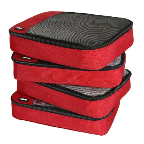 Packing Cubes for Travel,4 Set Packing Cubes for Suitcases,Lightweight Mesh Luggage Organizer Bag with Double Zipper,Red - color: Red