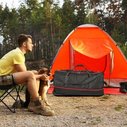 Vomgomfom Wheeled Collapsible Duffel Bag 110L-140L Expandable,Black-red - color: Black-red